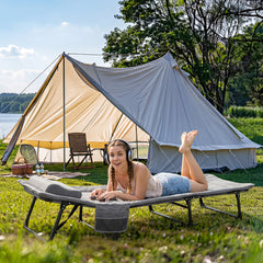 Sekey Faltbett klappbar mit Matratze & Kissen 193x70 cm – verstellbares Campingbett mit 6-fach Rückenlehne, bis 150 kg belastbar, Gästebett für Camping, Garten & Zuhause