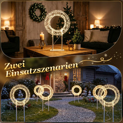 Salcar LED Lichterkranz 3D Metall – Weihnachtskranz mit warmweißen LEDs, Timer und 8 Lichtmodi