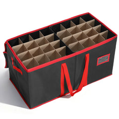 Salcar Schwarze Aufbewahrungsbox für 128 Weihnachtskugeln Faltbare Christbaumkugel-Box 64,8×32,3×34,2 cm mit 128 Fächern, Tragegriffen & Doppelreißverschluss