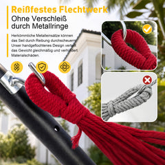 Sekey Doppelhängematte mit Karabinern & Baumwoll-Tragetasche – Outdoor Hängematte für 2 Personen, bis 200 kg belastbar, inkl. Aufhängeset für Garten, Balkon, Terrasse & Camping
