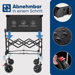 Sunula 80L / 100KG Faltbarer Bollerwagen, mit Bremsen, Halbiertem Eigengewicht Sekey