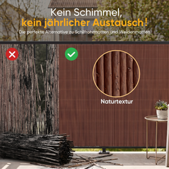 Sekey Balkon Sichtschutz in Holz-Optik Braun – Wetterfeste Sichtschutzmatte aus Kunststoff, Wasserdicht, UV-beständig & Schimmelfrei, Windschutz für Balkon, Garten & Terrasse inkl. Kabelbinder