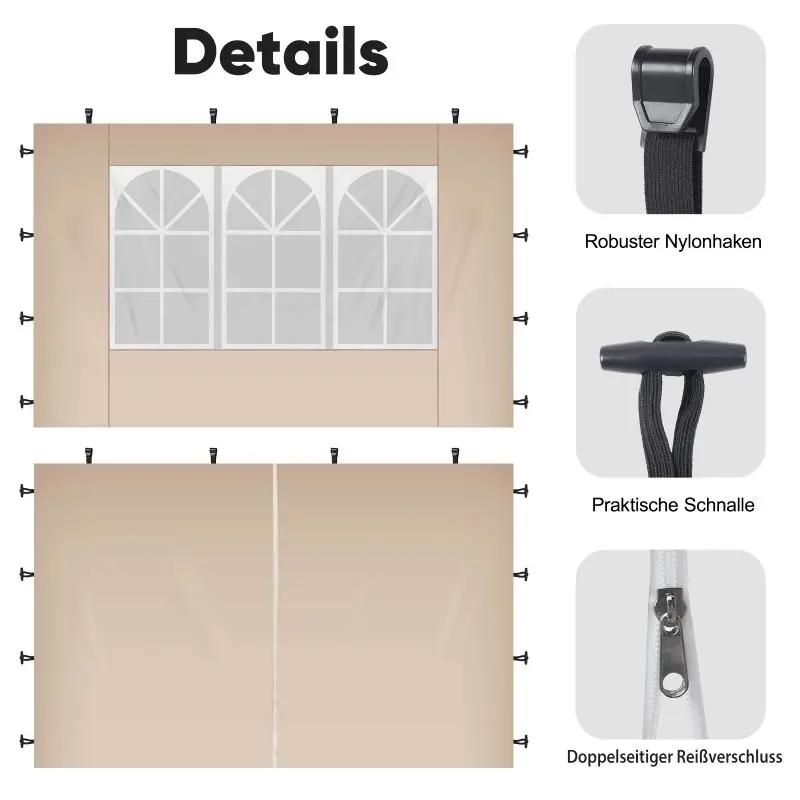 Sekey 3×3m Seitenwand für Pavillon, 2er Set, mit Reißverschlussv und Fenster Sekey