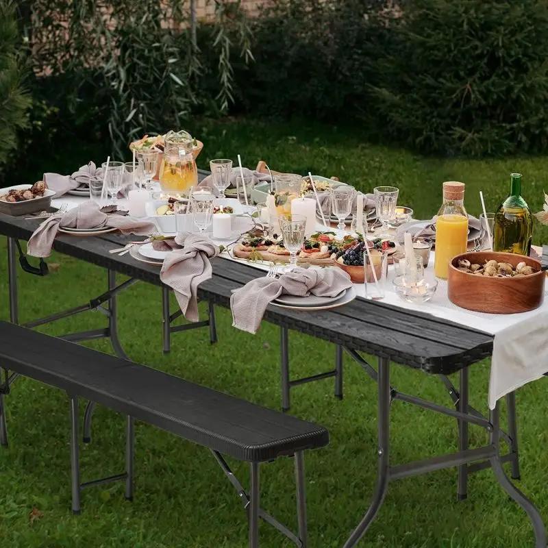 Sekey 3-teilig 180 cm Biertischgarnitur Set, 2 Bierbänke und Biertisch Sekey