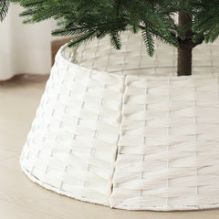 Salcar Weihnachtsbaumdecke aus Poly-Rattan in Weiß – Eleganter Weihnachtsbaumrock, Ø 60 / 66 cm, Stilvolle Abdeckung für den Baumständer