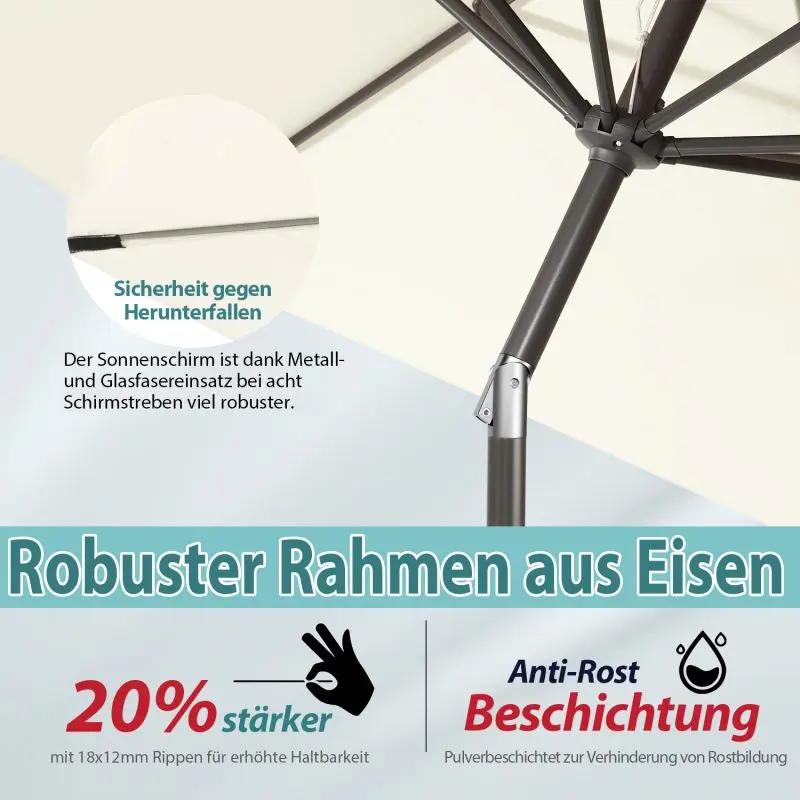 Sekey 220 cm Sonnenschirm mit Kurbel und Auto Kippen, Sonnenschutz UV50+ Sekey