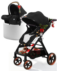 Sekey BW600 3-in-1 Kombi-Kinderwagen Reisesystem mit Babyschale, Liegewanne & Buggy, Moskitonetz, Regenschutz, Federung, 5-Punkt-Gurt, All-Wetter Travel System 0 Jahre