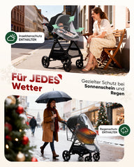 Sekey BW600 3-in-1 Kombi-Kinderwagen Reisesystem mit Babyschale, Liegewanne & Buggy, Moskitonetz, Regenschutz, Federung, 5-Punkt-Gurt, All-Wetter Travel System 0 Jahre