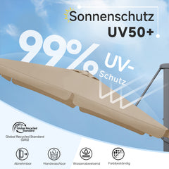Sekey 300 cm x 300 cm cantilever parasol, sun protection UV50+
