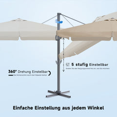 Sekey 300 cm x 300 cm cantilever parasol, sun protection UV50+