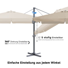 Sekey 300 cm x 300 cm cantilever parasol, sun protection UV50+