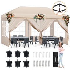 Sekey Faltpavillon 3x6m mit 6 Seitenteilen, One-Touch-System, UV50+ & wasserdicht, Höhenverstellbar (250–270cm), inkl. Sandsäcke & Tragetasche Sekey
