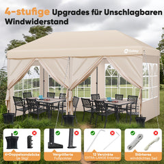 Sekey Faltpavillon 3x6m mit 6 Seitenteilen, One-Touch-System, UV50+ & wasserdicht, Höhenverstellbar (250–270cm), inkl. Sandsäcke & Tragetasche Sekey