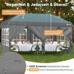 Sekey Faltpavillon 3x6m mit 6 Seitenteilen, One-Touch-System, UV50+ & wasserdicht, Höhenverstellbar (250–270cm), inkl. Sandsäcke & Tragetasche Sekey