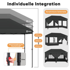 Sekey Faltpavillon 3x6m mit 6 Seitenteilen, One-Touch-System, UV50+ & wasserdicht, Höhenverstellbar (250–270cm), inkl. Sandsäcke & Tragetasche Sekey