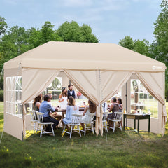 Sekey Faltpavillon 3x6m mit 6 Seitenteilen, One-Touch-System, UV50+ & wasserdicht, Höhenverstellbar (250–270cm), inkl. Sandsäcke & Tragetasche Sekey
