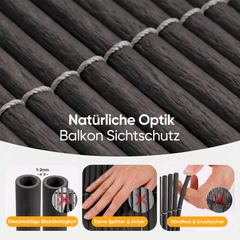 Sekey Balkon Sichtschutz in Dunkelgrau – Moderne Sichtschutzmatte in Holz-Optik, Wetterfest, Wasserdicht, UV-beständig & Schimmelfrei, Windschutz für Balkon, Garten & Terrasse inkl. Kabelbinder
