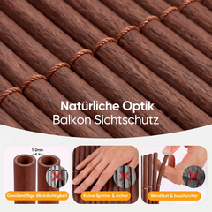 Sekey Balkon Sichtschutz in Holz-Optik Braun – Wetterfeste Sichtschutzmatte aus Kunststoff, Wasserdicht, UV-beständig & Schimmelfrei, Windschutz für Balkon, Garten & Terrasse inkl. Kabelbinder