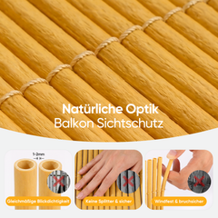 Sekey Balkon Sichtschutz in Natürlicher Schilfrohr-Optik – Wetterfeste Sichtschutzmatte mit Kabelbindern, Wasserdicht, UV-Beständig, Schimmelfrei, Ohne Bohren für Balkon, Garten & Terrasse