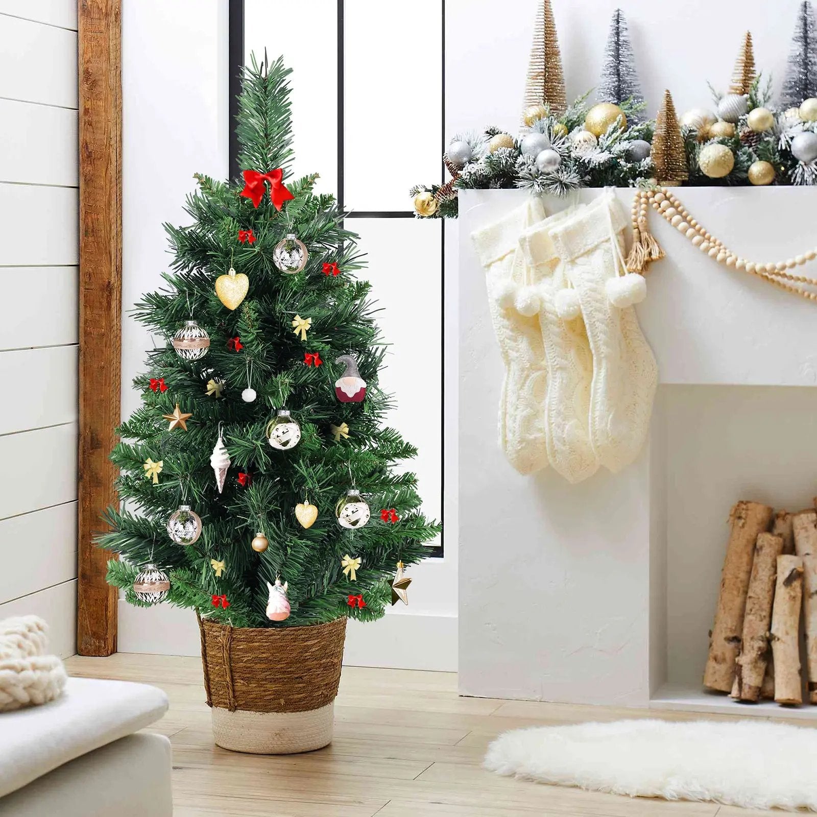 Salcar 60/90cm Künstlicher Weihnachtsbaum Klein mit Christbaumständer, Nordmanntanne, mit 70/110 Spitzen Salcar