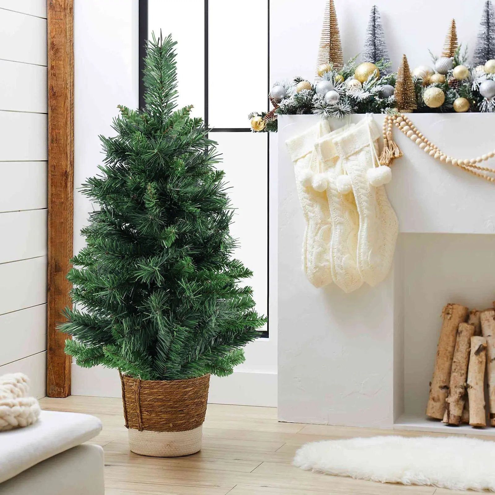 Salcar 60/90cm Künstlicher Weihnachtsbaum Klein mit Christbaumständer, Nordmanntanne, mit 70/110 Spitzen Salcar