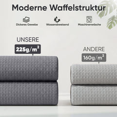 Sekey Dunkelgrau Duschvorhang 180 × 200 cm, Textil Badewannenvorhang mit Waffelstruktur, Wasserabweisend & Waschbar, 100 % Polyester, mit Beschwerungsband & 12 Edelstahlringen