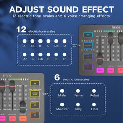 Fifine XLR Gaming Audio Mixer, individuelle Steuerung Sekey