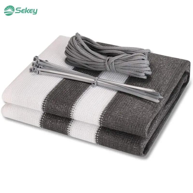 Sekey Balkon Sichtschutz aus 220 g/m² HDPE, Grau-weiß-schwarz gestreif Sekey