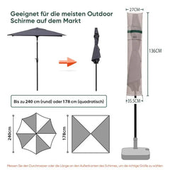 Sekey 136 x 27/35,5 cm Schutzhülle für 200 cm Sonnenschirm, aus Polyester-Gewebe Sekey