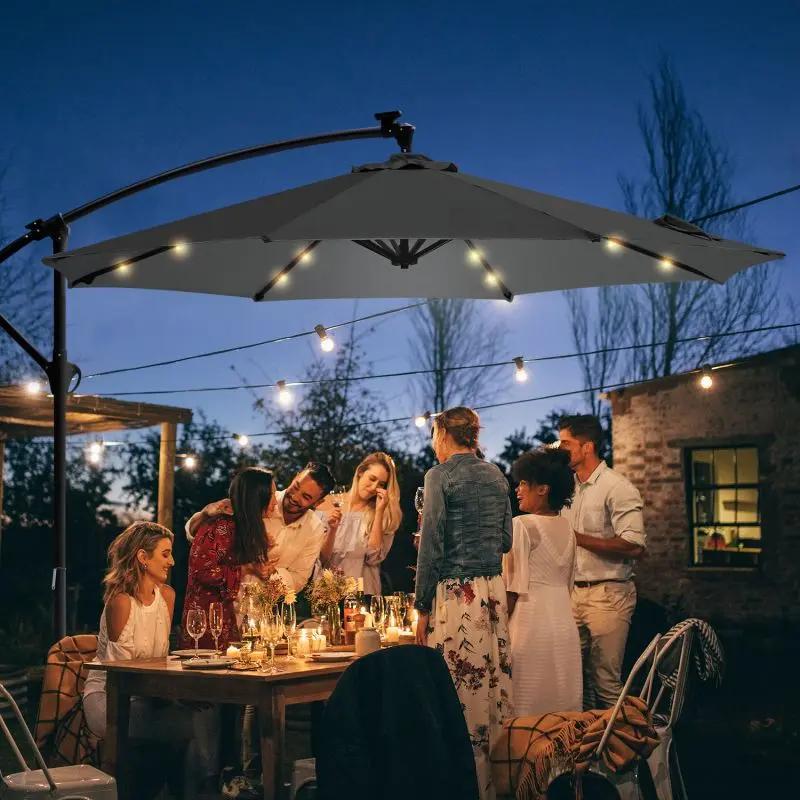 Sekey 300 cm Ampelschirm mit LED Solar Beleuchtung, Sonnenschutz UV50+ Sekey