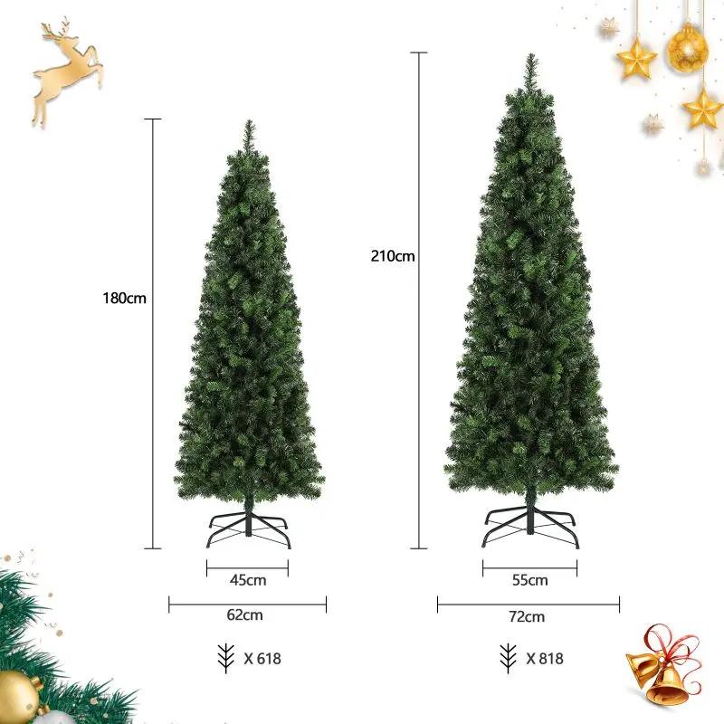 Salcar 180/210cm Künstlicher Weihnachtsbaum in Bleistiftform (schmal), mit 618/818 PVC Nadeln Salcar