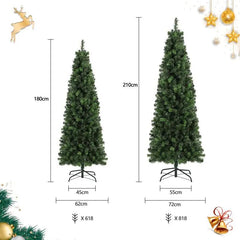 Salcar 180/210cm Künstlicher Weihnachtsbaum in Bleistiftform (schmal), mit 618/818 PVC Nadeln Salcar