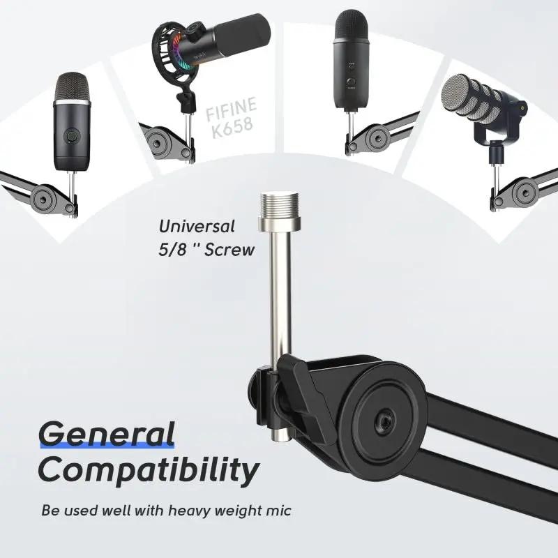 Fifine 2 kg Mikrofon Arm mit Mikrofonclip, 3/8" bis 5/8" Adapter, BM63 Sekey