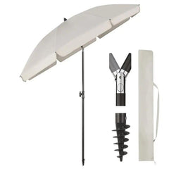 Sekey 180 cm Strandschirm mit Schutzhülle und Bodenhülse, Sonnenschutz UV50+