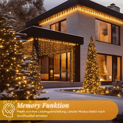 Salcar LED Cluster Lichterkette Kupferdraht | 200/400/600/800 LEDs | 5m/10m/15m/20m | Warmweiß, 8 Modi, Timer & Memory, IP44 Wasserdicht für Innen & Außen Salcar