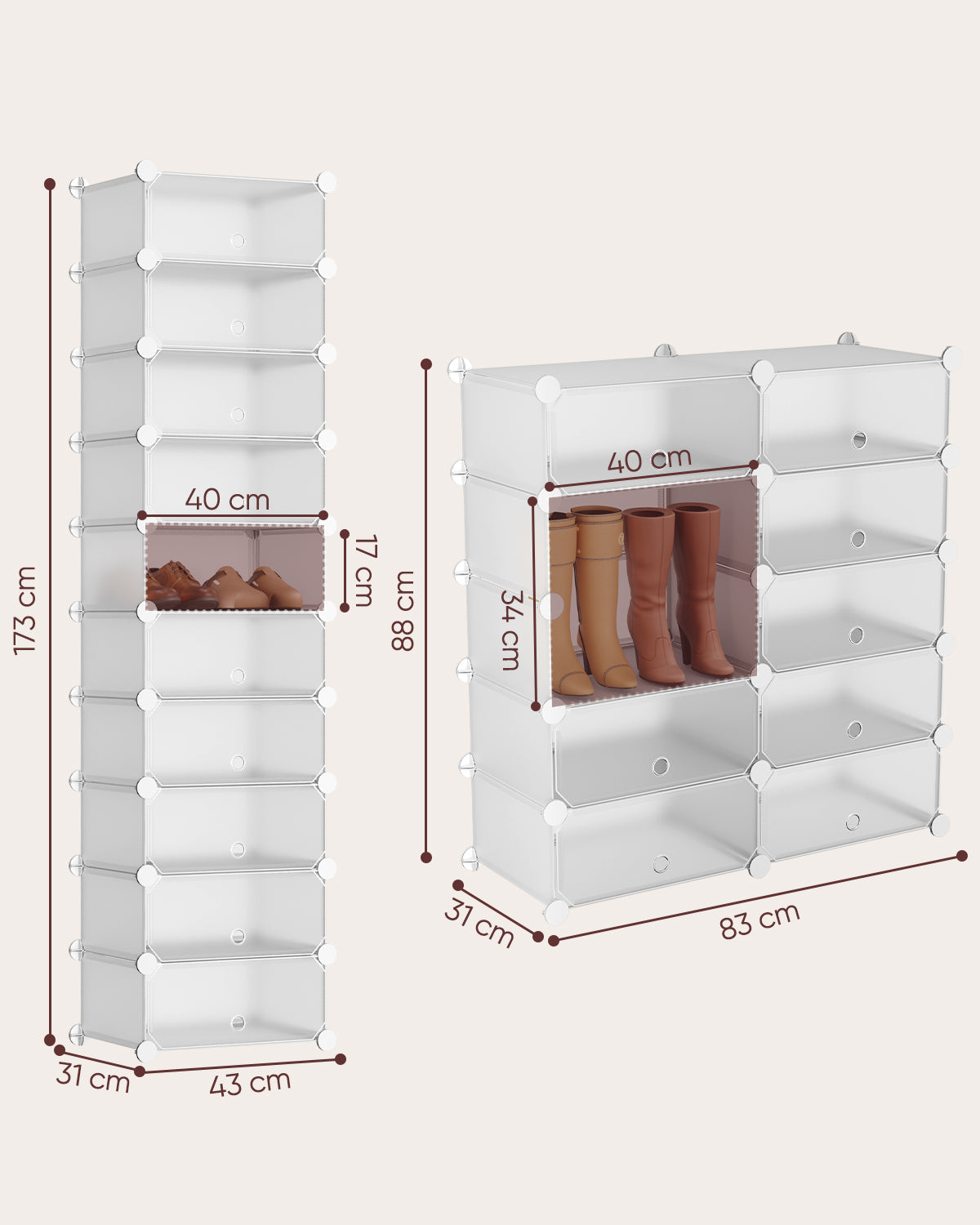 Sekey Schuhschrank mit 10 Fächern – Modularer Schuhorganizer für bis zu 20 Paar Schuhe, stabil & platzsparend, inkl. Hammer & Kippschutz Sekey