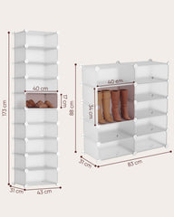 Sekey Schuhschrank mit 10 Fächern – Modularer Schuhorganizer für bis zu 20 Paar Schuhe, stabil & platzsparend, inkl. Hammer & Kippschutz Sekey