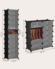 Sekey Schuhschrank mit 10 Fächern – Modularer Schuhorganizer für bis zu 20 Paar Schuhe, stabil & platzsparend, inkl. Hammer & Kippschutz Sekey