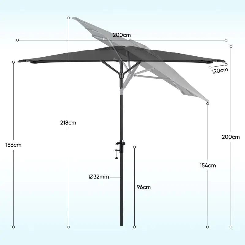 Sekey 200 x 125 cm Balkonschirm Rechteckig mit Balkongeländer, Sonnenschutz UV50+ Sekey
