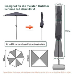 Sekey 220 x 30/50 cm Schutzhülle für 400 cm Sonnenschirm, aus Polyester-Gewebe Sekey