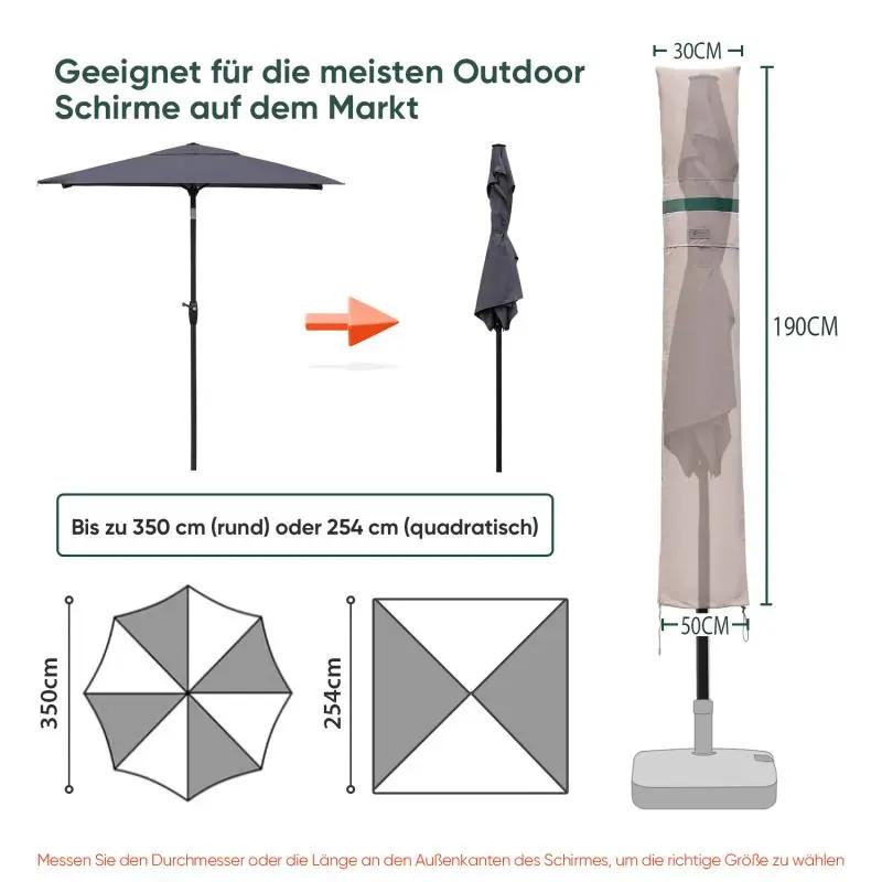 Sekey 190 x 30/50 cm Schutzhülle für 350 cm Sonnenschirm, aus Polyester-Gewebe Sekey