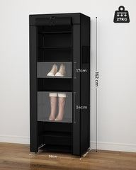 Sekey Schuhschrank mit 9 Ebenen – Multifunktionales Schuhregal mit Staubschutz, 2 Größen wählbar (58 oder 85 cm Breite), anpassbare Ablagen, einfache Montage, Schwarz Sekey