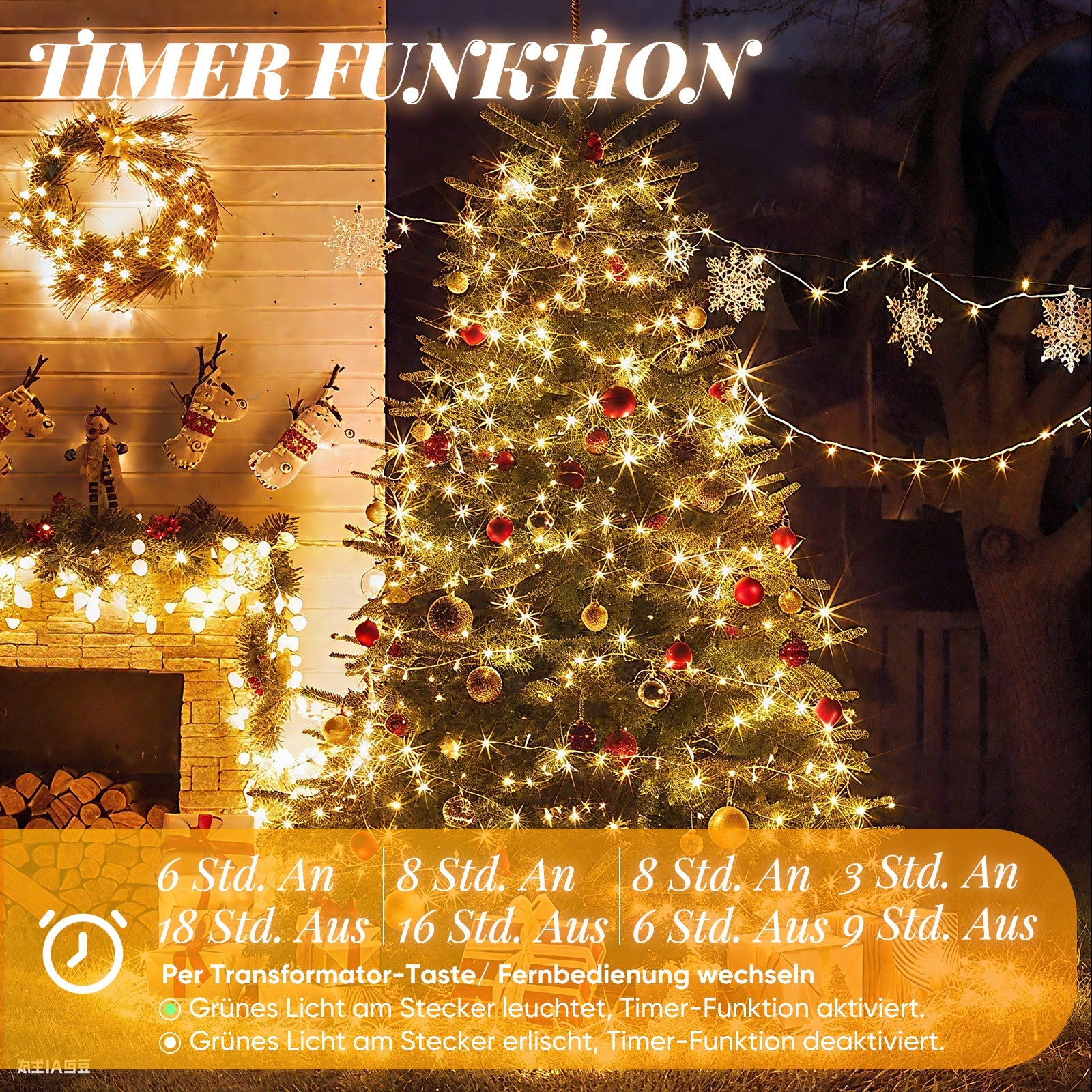 Salcar LED Lichterkette mit 5m/10m/15m/20m Länge – 50–300 LEDs, Fernbedienung, 8 Modi, Timer & IP44 Wasserdicht, für Weihnachtsdeko, Party, Hochzeit, Garten – Warmweiß Salcar