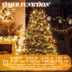 Salcar LED Lichterkette mit 5m/10m/15m/20m Länge – 50–300 LEDs, Fernbedienung, 8 Modi, Timer & IP44 Wasserdicht, für Weihnachtsdeko, Party, Hochzeit, Garten – Warmweiß Salcar