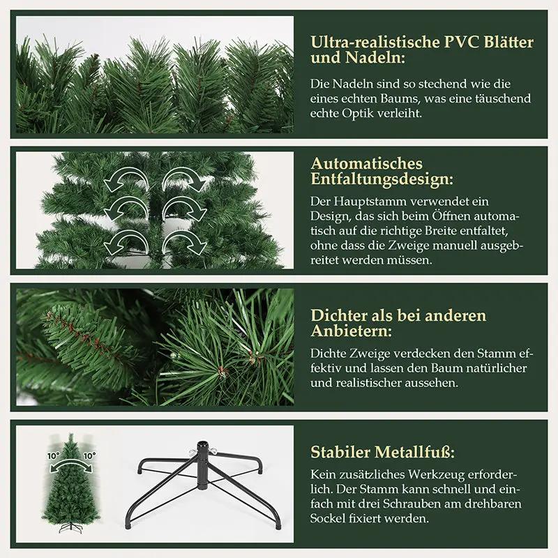 Salcar 120/150/180/210/240cm Künstlicher Weihnachtsbaum mit Metallständer, Nordmanntanne, mit 279/408/580/868/1168 Spitzen Salcar
