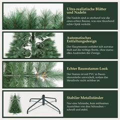 Salcar 180/210cm Künstlicher Weihnachtsbaum, Kiefer, mit 212/308 Kiefernnadeln und 120/264 PVC-Nadeln Salcar
