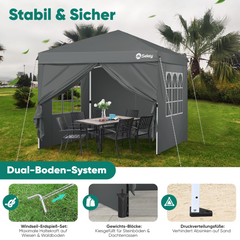 Sekey 3x3 m Faltpavillon mit 4 Seitenteilen