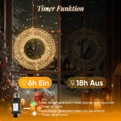 Salcar LED Lichtkranz Ø35cm & Ø55cm, 720-1440 LEDs, Metallkranz, Weihnachtsdeko Fenster & Tür, 8 Modi, Timer & Memory, IP44 Wasserdicht, Innen & Außen, Warmweiß Salcar