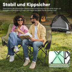 Sunula Faltbarer Campingsofa für 2 Personen, Tragbarer Campingstuhl bis 150 kg, Mit Armlehne und Tragetasche, Outdoor-Faltstuhl, Ideal für Picknick, Camping, Garten, Balkon, Angeln Sekey