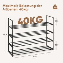 Sekey Schuhregal XXL 92 cm – Extra breites Metallregal, stapelbar & flexibel, stabile Schuhaufbewahrung